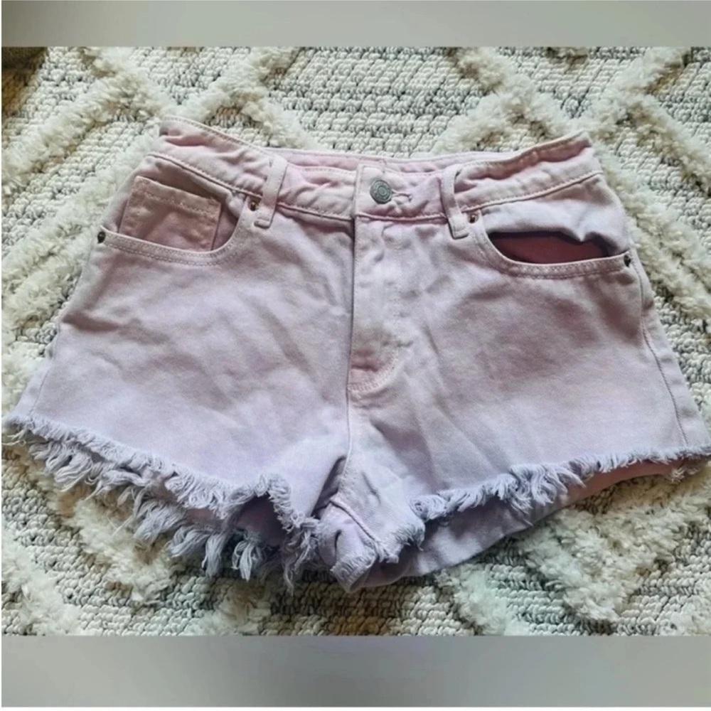 Pacsun light purple distressed hem short shorts size 24 Women's Pink Frayed